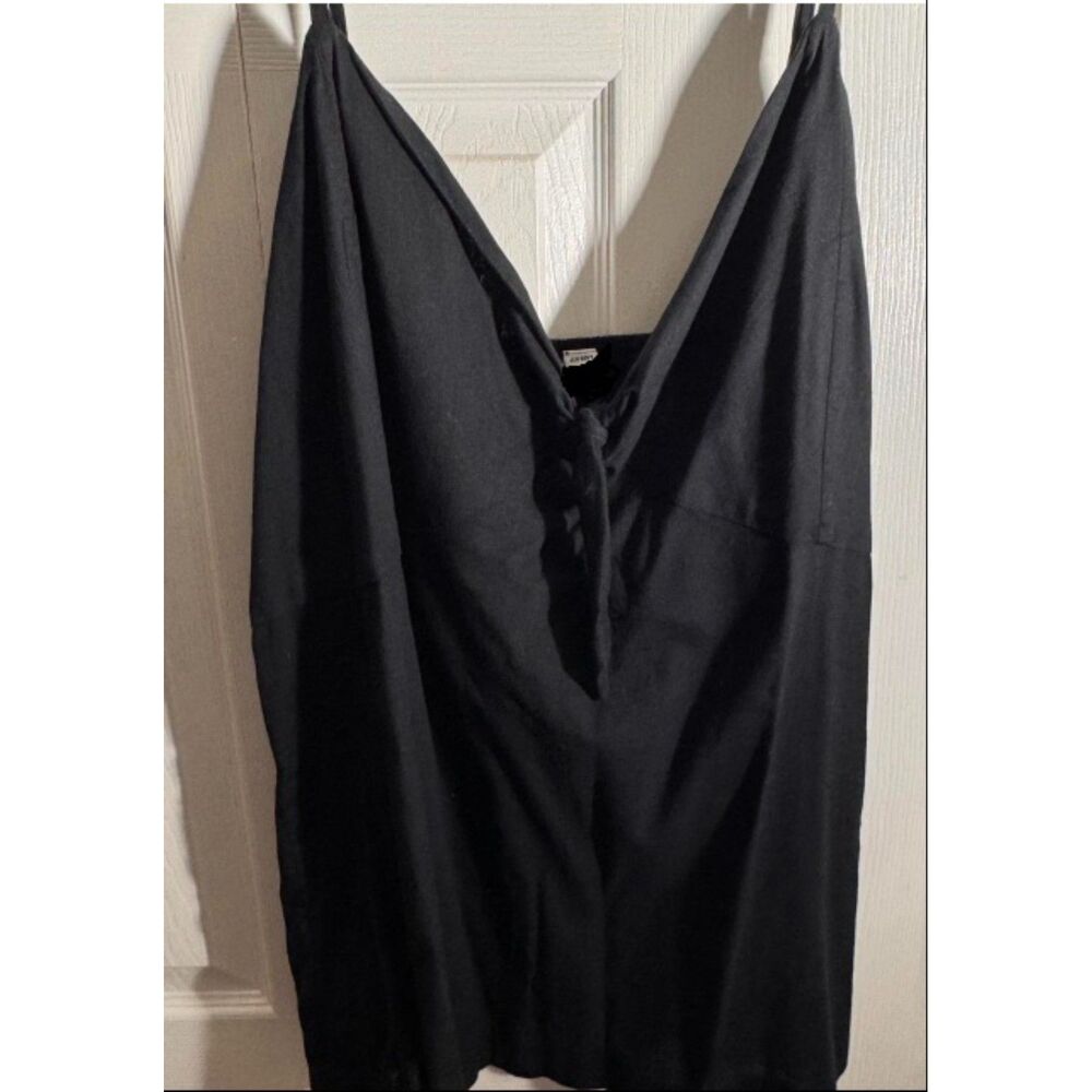 Black Tie Front Deep V Tank Blouse Sz. Med. | Minimalist Capsule Whimsigoth